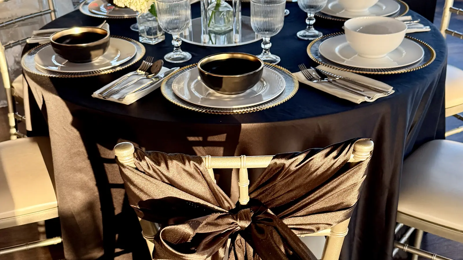 Candelabras across a set room width=