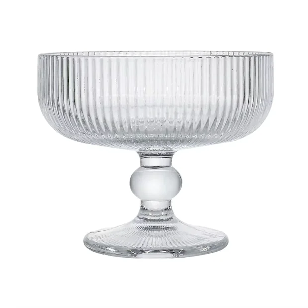 Ribbed pedestal dessert coupe for wedding rentals in Oklahoma City